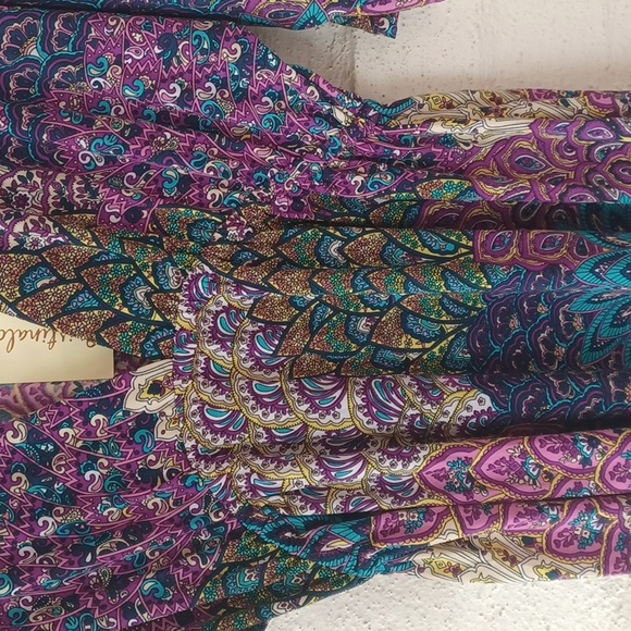 Cristinalove 2X Paisley Peacock Dress, Deep V-neck, 3/4 Sleeve, Stretchy, New - Picture 7 of 16